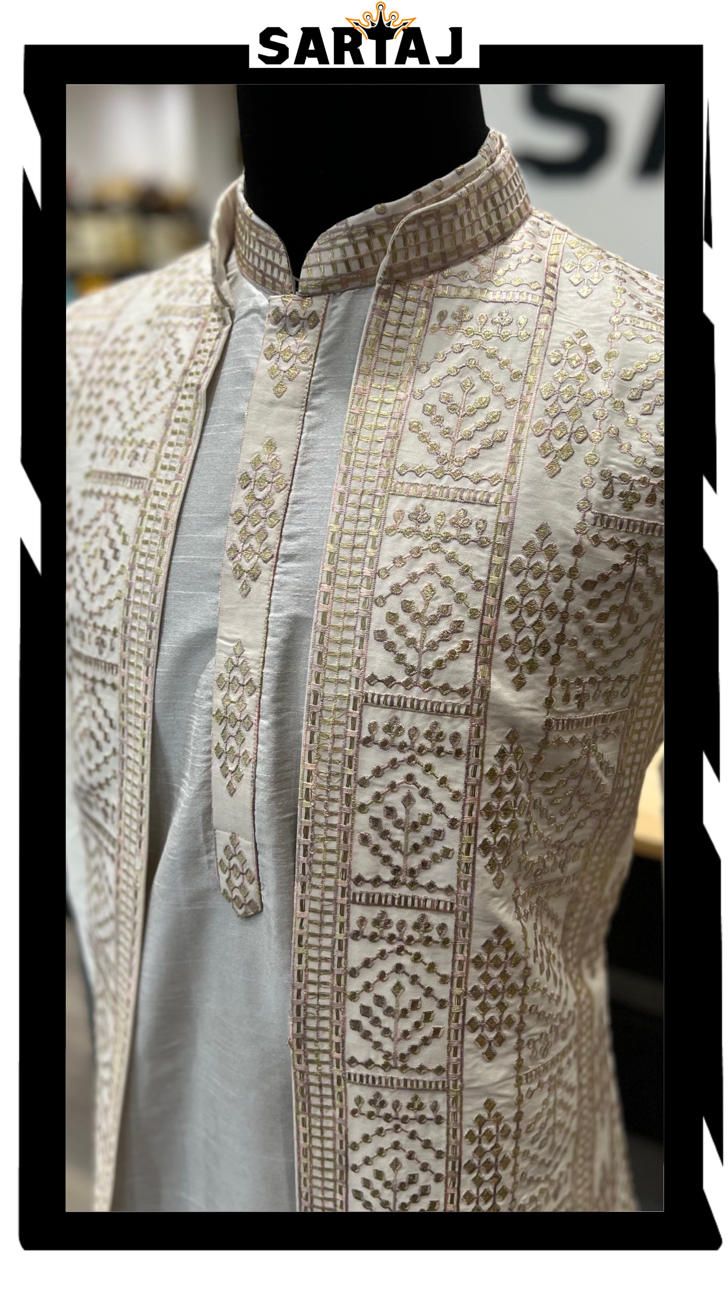Silky Gold Shrug with kurta set