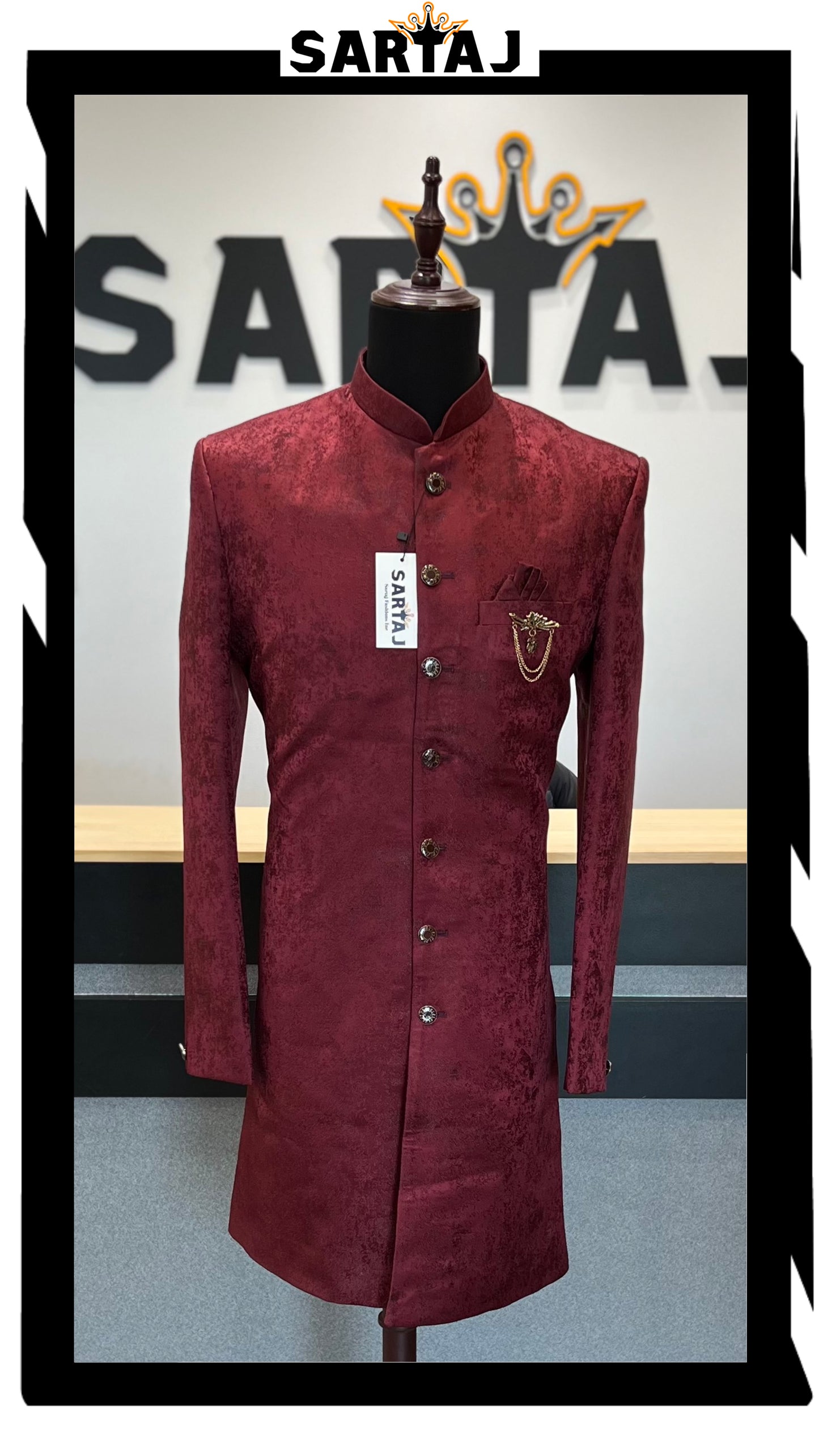 Crimson Crest Sherwani