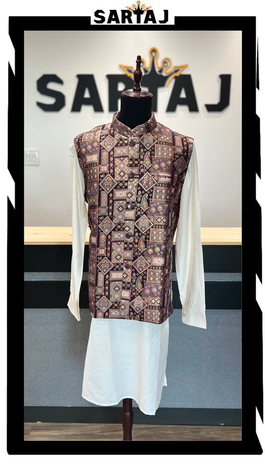 RKKPV 659 - Multi Vest with Kurta Set