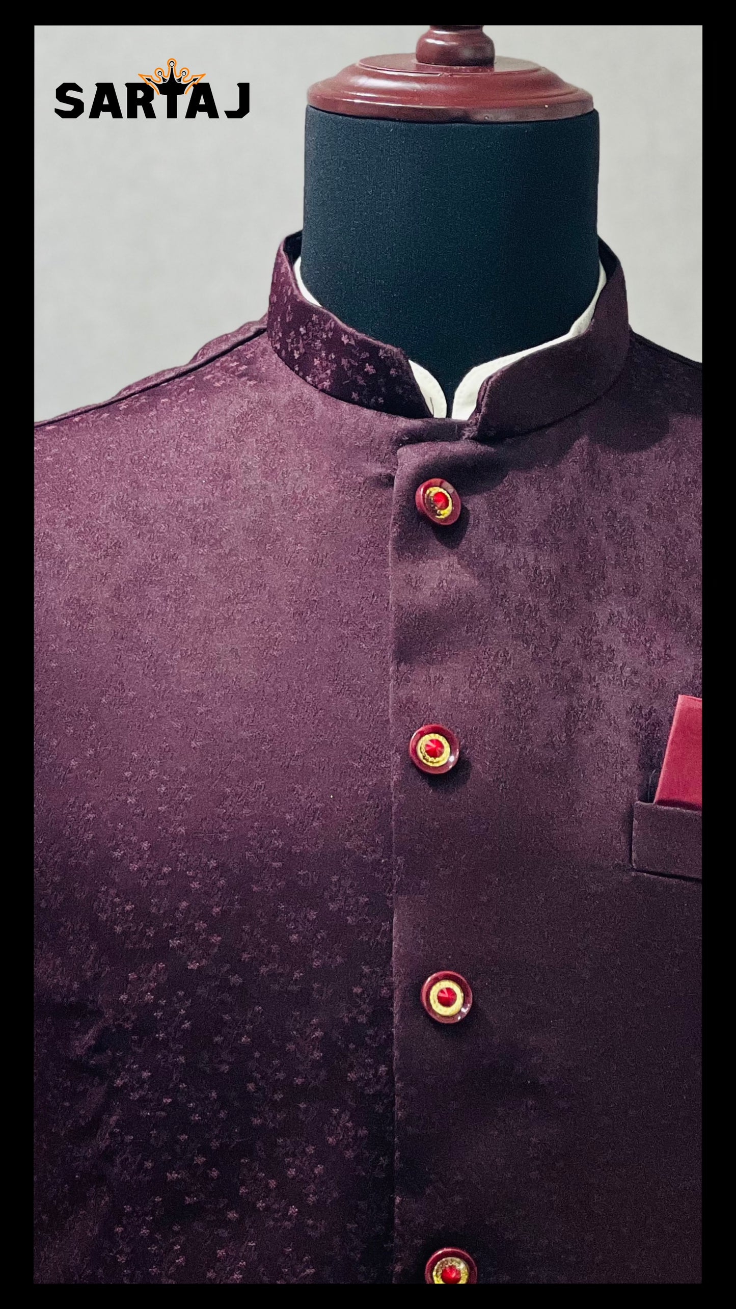 SDFVST 240 Burgundy Nehru Jacket