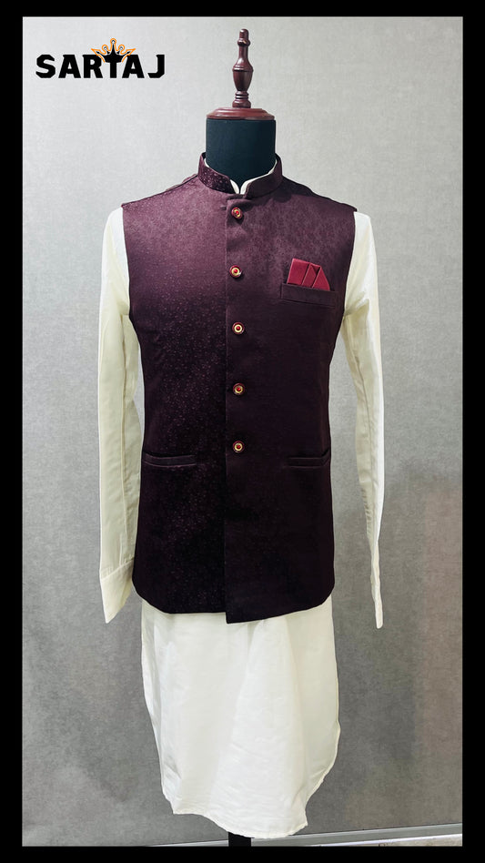 SDFVST 240 Burgundy Nehru Jacket